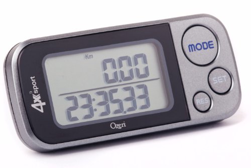 Ozeri 4x3sport Digital Pocket 3D Pedometer with Tri-Axis Technology and 30 Day Memory, Gray/Black