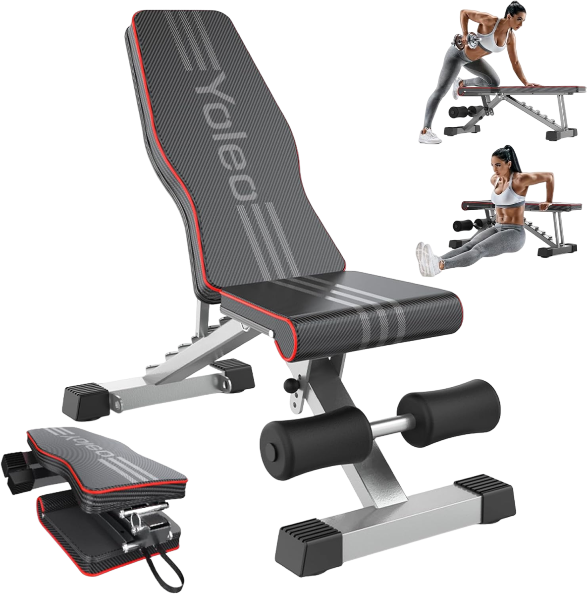 Yoleo Adjustable Weight Bench for Full Body Workout; Foldable Bench Press Bench