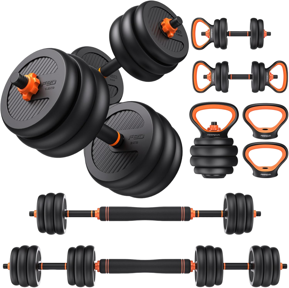 FEIERDUN Adjustable Dumbbells, 20/30/40/45/70/90lbs Free Weight Set with Connector